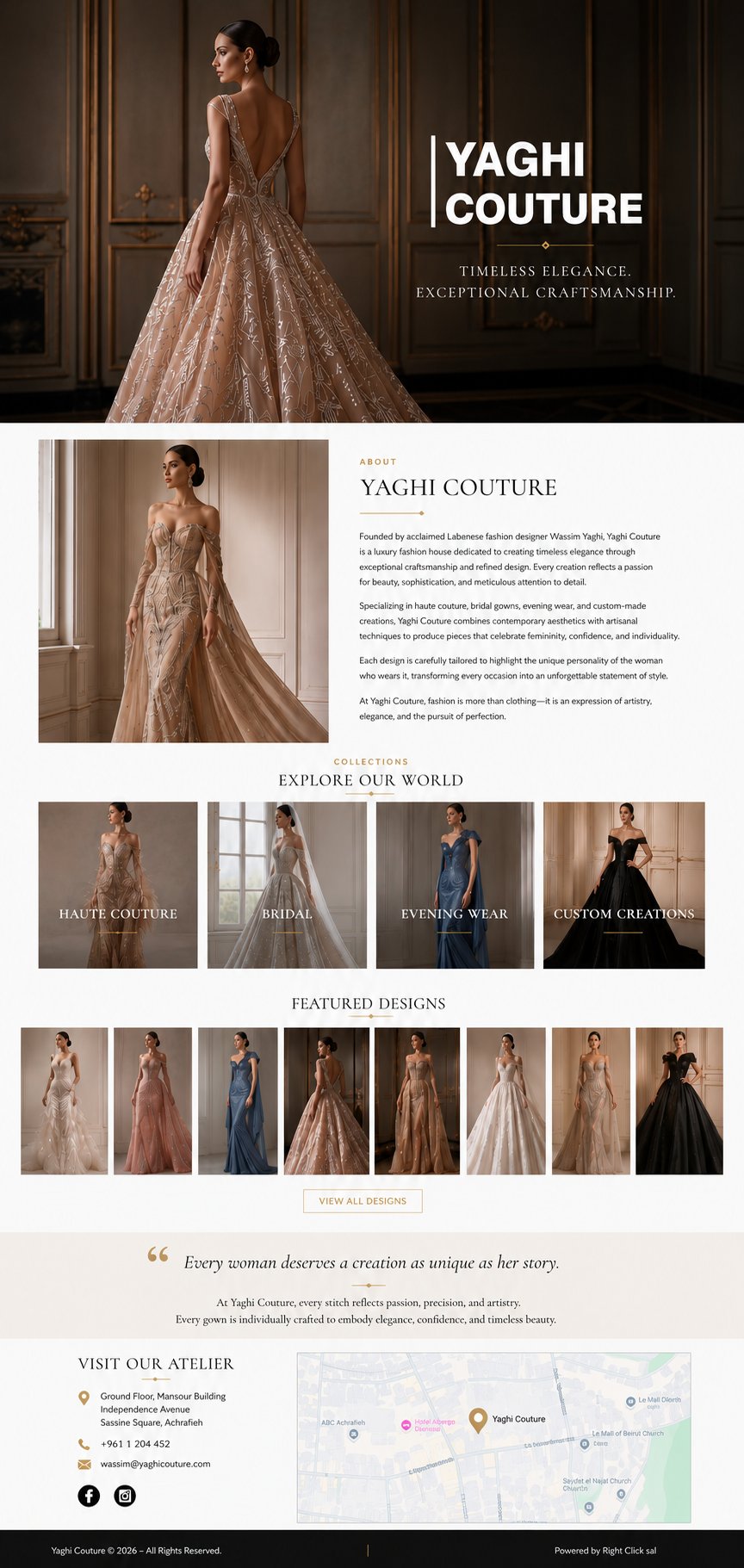 Yaghi Couture — luxury fashion designer in Beirut, Lebanon. Haute couture, bridal gowns, evening wear and custom-made dresses by Wassim Yaghi.